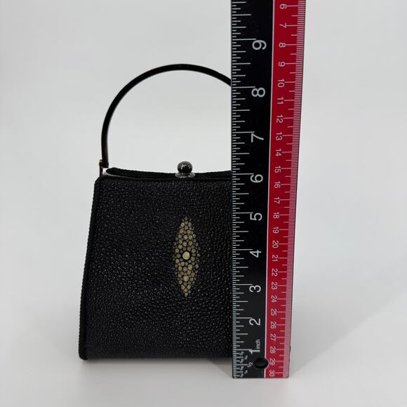 Moo Roo Charleston Black Stone Inlay Evening Hand Bag Mary Norton Signed 2003 - Picture 11 of 12